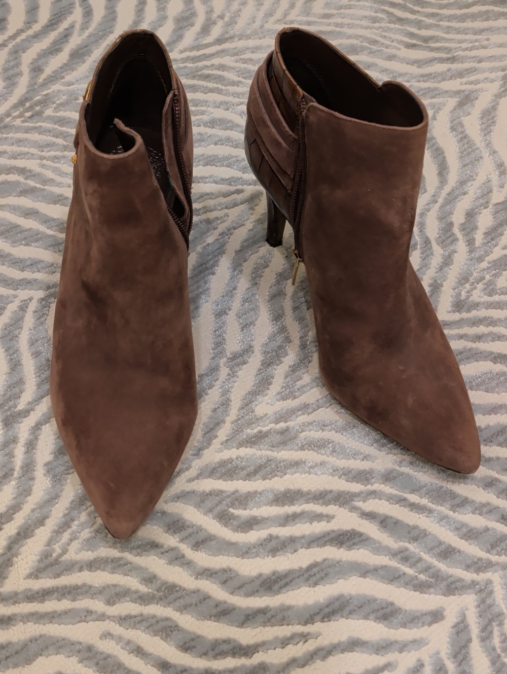 Vince Camuto Brown Suede Pointed Toe Ankle Booties